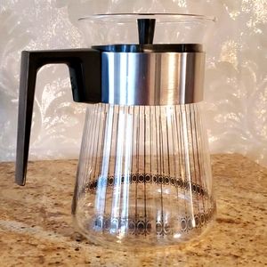 MCM Pyrex Corning glass coffee pot carafe with faux wood detail